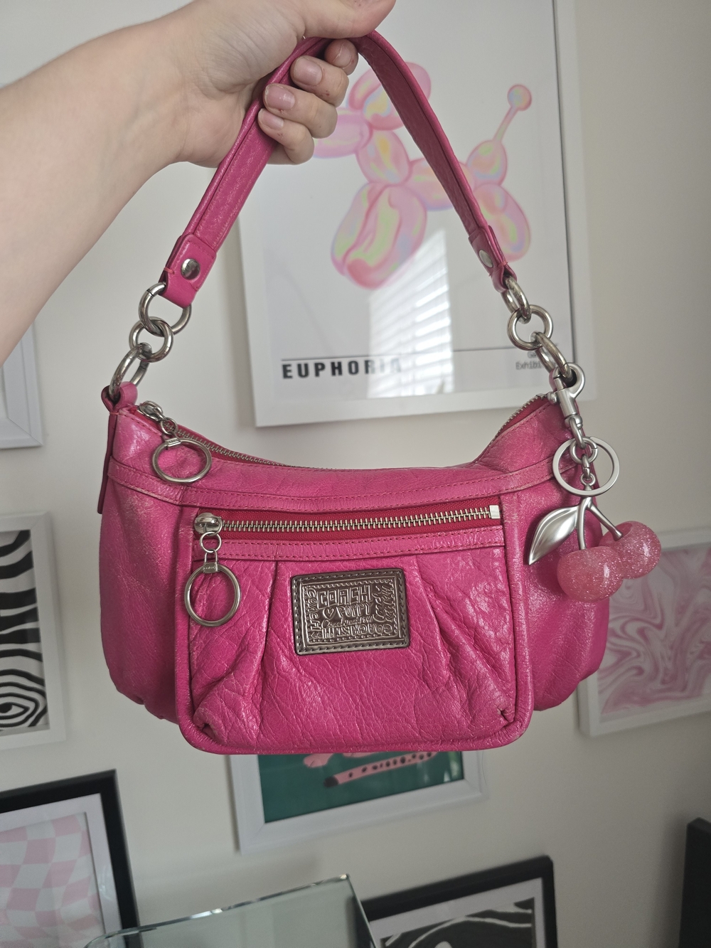 Y2k Coach Pink Poppy W/cherry Charm